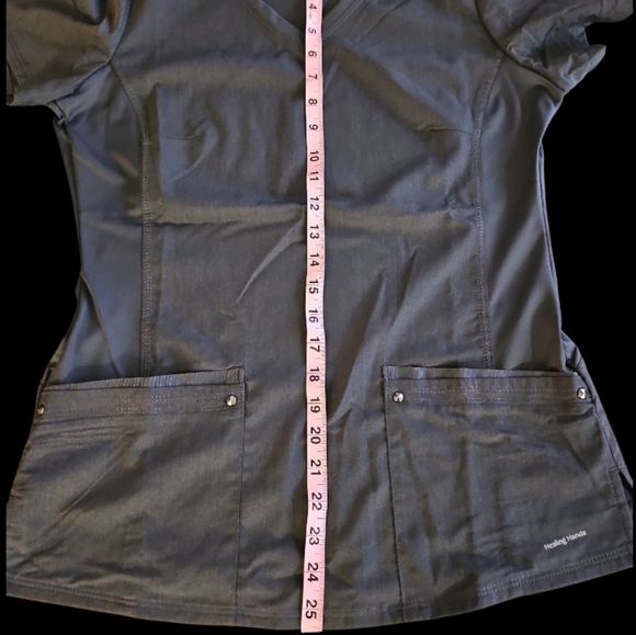 NWT - Healing Hands SM Pewter Gray Juilet V-Neck Scrub Top - Picture 8 of 11